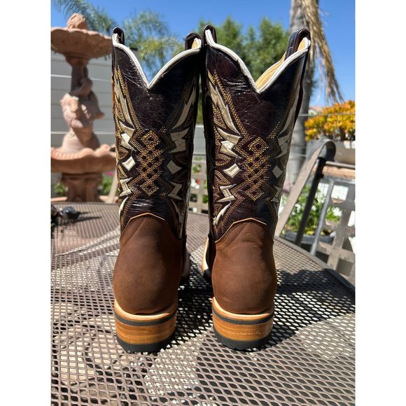 Men Western Square Toe Brown Boot - Picture 5 of 6